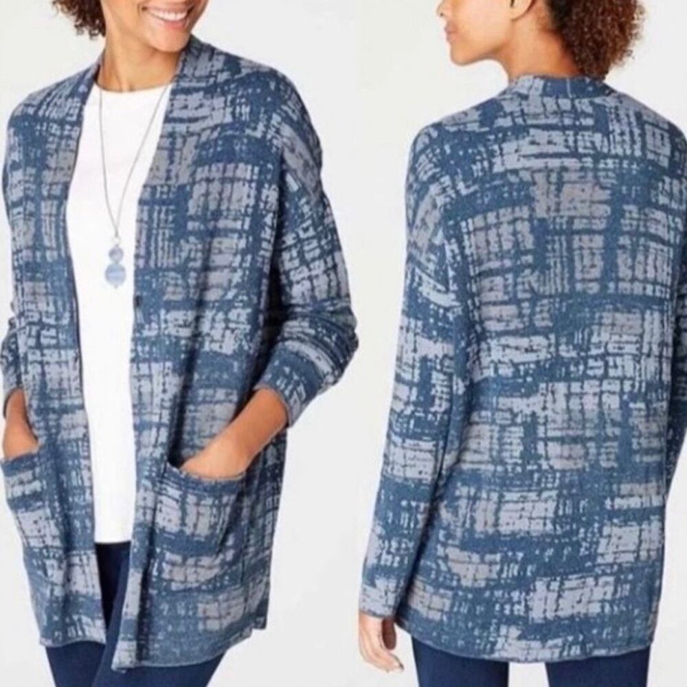 J. Jill Indigo Artisanal Pure Jill Open Cardigan size Small